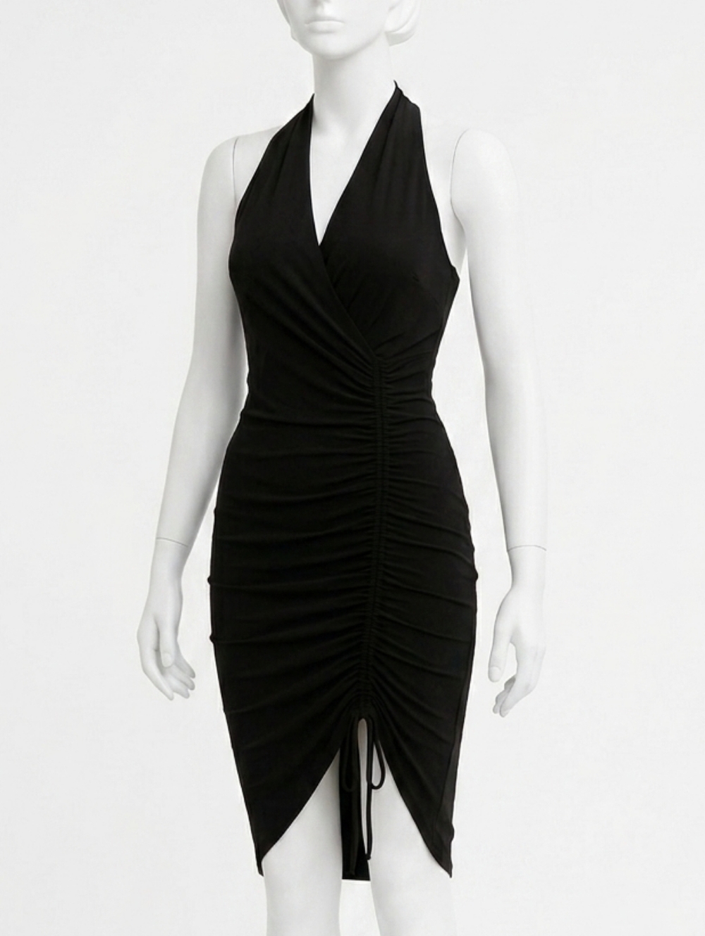 Laundry by Shelli Segal Black Sleeveless Midi Dress with Ruching Sz Large